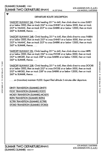 Int'l de Los Angeles Los Angeles, CA (KLAX): SUMMR TWO (RNAV) (DP)