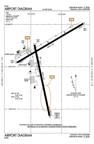 Lebanon Muni Lebanon, NH (KLEB): AIRPORT DIAGRAM (APD)