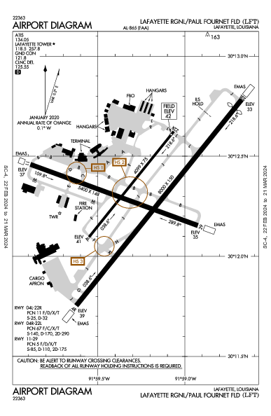 Lafayette Rgnl/Paul Fournet Fld Lafayette, LA (KLFT): AIRPORT DIAGRAM (APD)