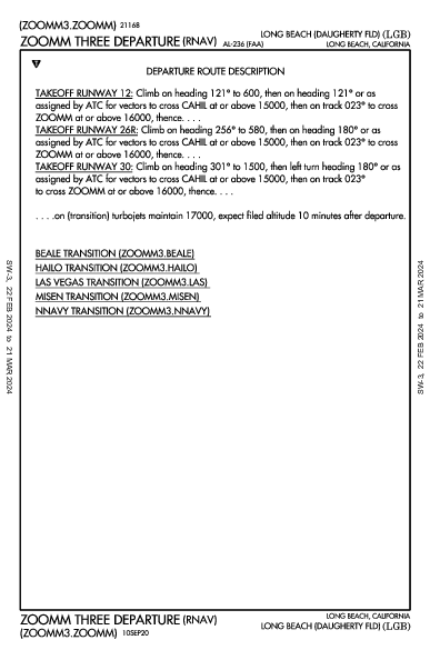 Daugherty Field Long Beach, CA (KLGB): ZOOMM THREE (RNAV) (DP)