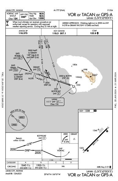 Lanai Lanai City, HI (PHNY): VOR OR TACAN OR GPS-A (IAP)