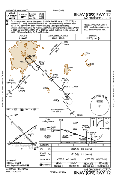 Las Cruces Intl Las Cruces, NM (KLRU): RNAV (GPS) RWY 12 (IAP)