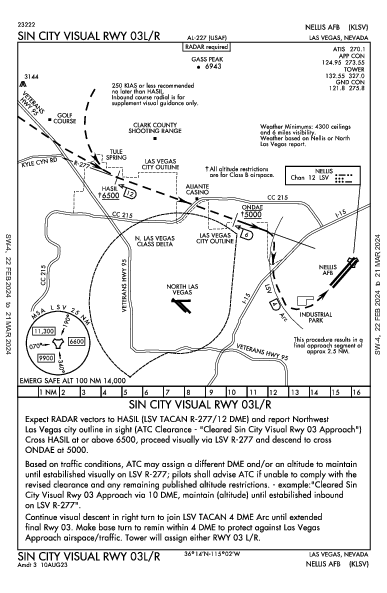 Nellis Air Force Base Las Vegas, NV (KLSV): SIN CITY VISUAL RWY 03L/R (IAP)