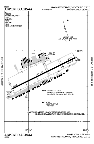 Gwinnett County Lawrenceville, GA (KLZU): AIRPORT DIAGRAM (APD)