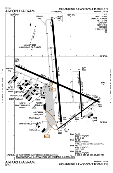 Midland Intl Air and Space Port Midland, TX (KMAF): AIRPORT DIAGRAM (APD)