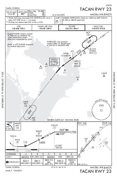 Macdill Afb Tampa, FL (KMCF): TACAN RWY 23 (IAP)
