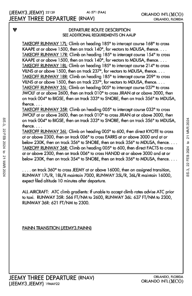 Orlando Intl Orlando, FL (KMCO): JEEMY THREE (RNAV) (DP)