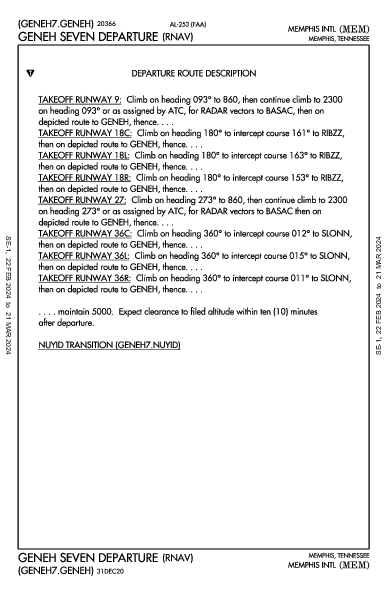 Memphis Intl Memphis, TN (KMEM): GENEH SEVEN (RNAV) (DP)