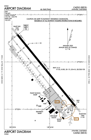 Castle Atwater, CA (KMER): AIRPORT DIAGRAM (APD)