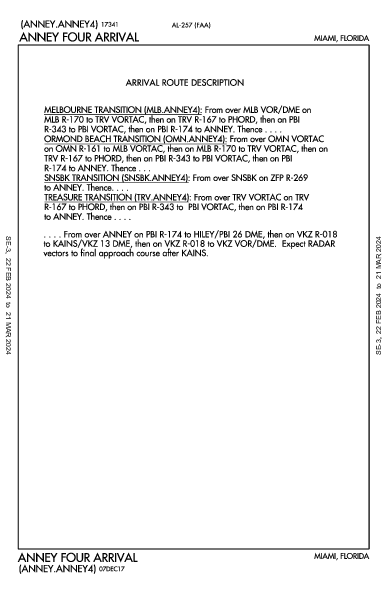 مطار ميامي الدولي Miami, FL (KMIA): ANNEY FOUR (STAR)