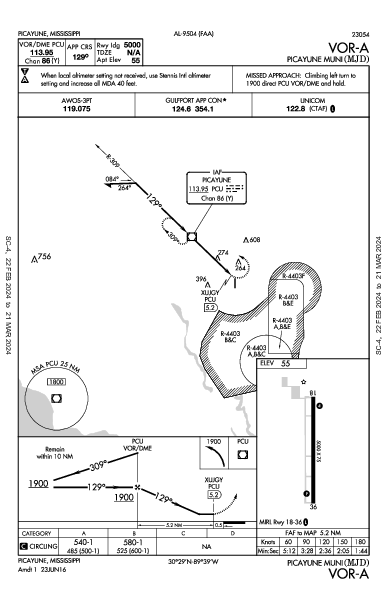 Picayune Muni Picayune, MS (KMJD): VOR-A (IAP)