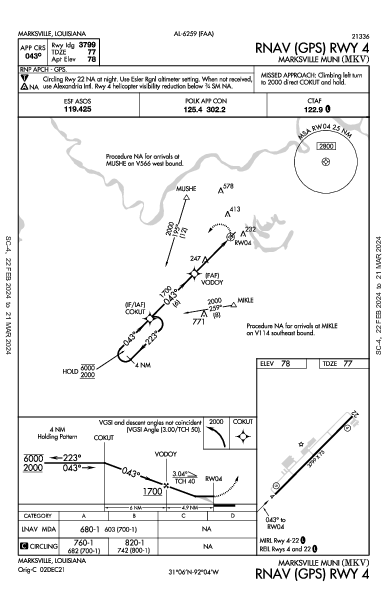 Marksville Muni Marksville, LA (KMKV): RNAV (GPS) RWY 04 (IAP)