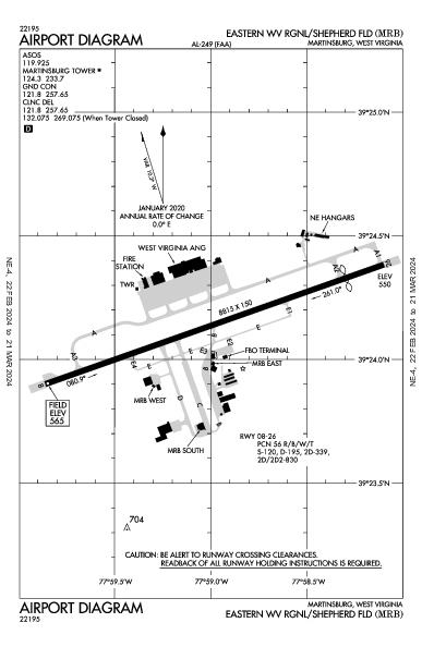 Eastern WV Rgnl Martinsburg, WV (KMRB): AIRPORT DIAGRAM (APD)