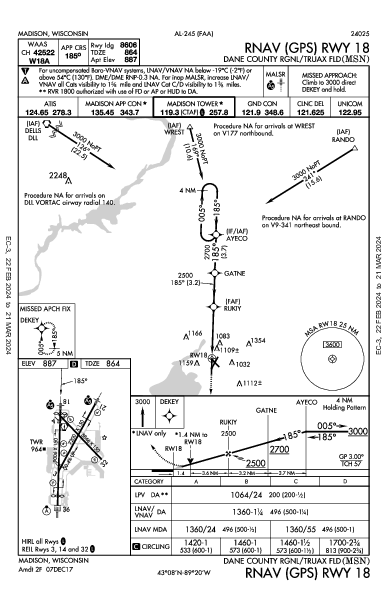 Dane Co Rgnl Madison, WI (KMSN): RNAV (GPS) RWY 18 (IAP)