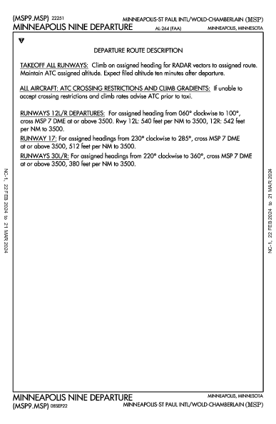 ミネアポリス・セントポール国際空港 Minneapolis, MN (KMSP): MINNEAPOLIS NINE (DP)