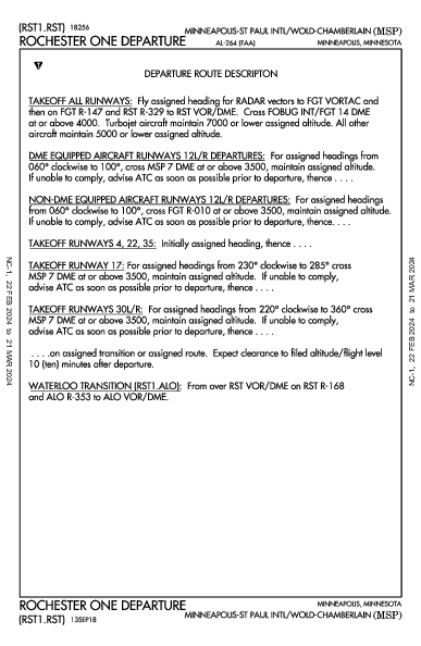 明尼阿波利斯－聖保羅國際機場 Minneapolis, MN (KMSP): ROCHESTER ONE (DP)