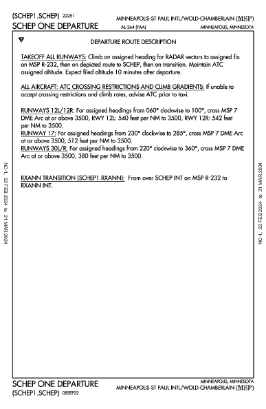 مطار مينابوليس-سنت بول الدولي Minneapolis, MN (KMSP): SCHEP ONE (DP)