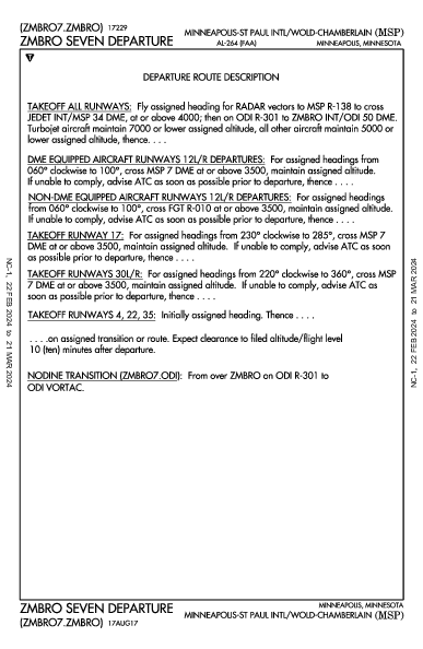 ミネアポリス・セントポール国際空港 Minneapolis, MN (KMSP): ZMBRO SEVEN (DP)