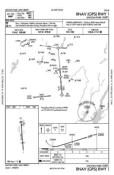 Lincoln Park Lincoln Park, NJ (N07): RNAV (GPS) RWY 01 (IAP)