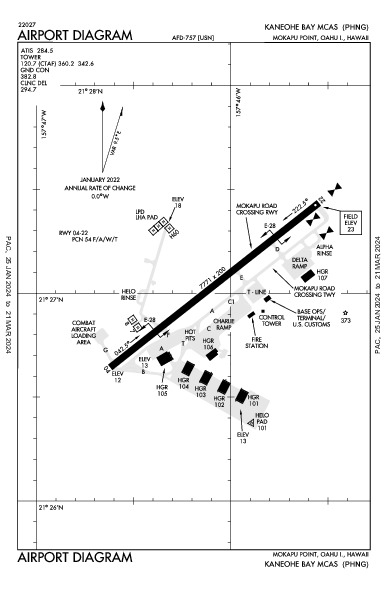 Kaneohe Bay Mcas (Marion E Carl Fld) Kaneohe, HI (PHNG): AIRPORT DIAGRAM (APD)