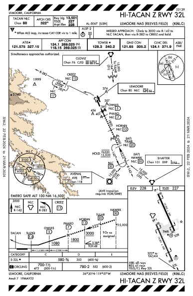 Lemoore Nas (Reeves Fld) Lemoore, CA (KNLC): HI-TACAN Z RWY 32L (IAP)
