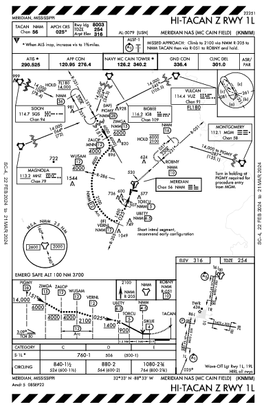 Meridian/Mc Cain Meridian, MS (KNMM): HI-TACAN Z RWY 01L (IAP)