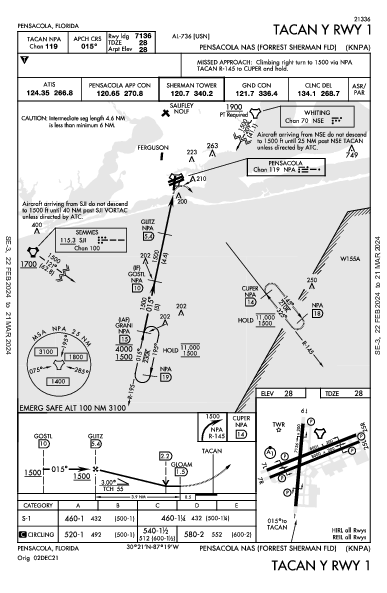 Sherman Field Pensacola, FL (KNPA): TACAN Y RWY 01 (IAP)