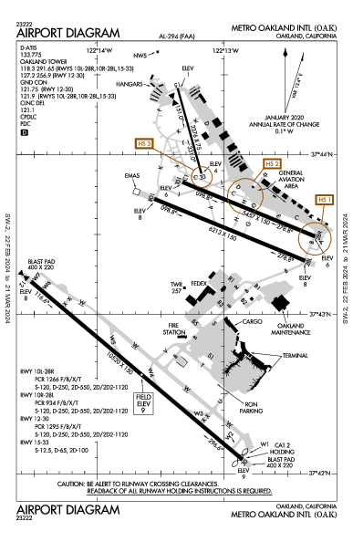 San Francisco Bay Oakland Intl Oakland, CA (KOAK): AIRPORT DIAGRAM (APD)