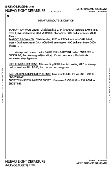 Metro Oakland Intl Oakland, CA (KOAK): NUEVO EIGHT (DP)