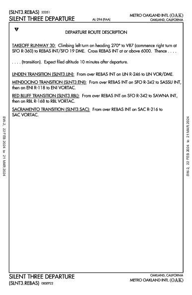 Metro Oakland Intl Oakland, CA (KOAK): SILENT THREE (DP)