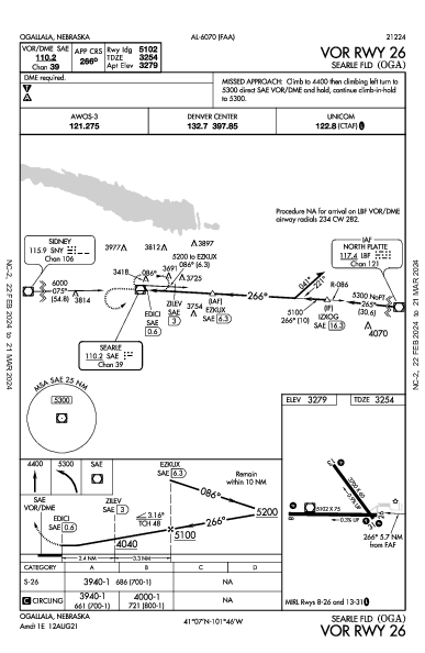 Searle Fld Ogallala, NE (KOGA): VOR RWY 26 (IAP)
