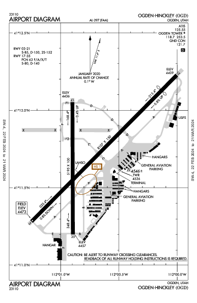 Ogden-Hinckley Ogden, UT (KOGD): AIRPORT DIAGRAM (APD)