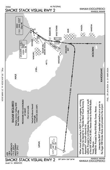 Kahului Kahului, HI (PHOG): SMOKE STACK VISUAL RWY 02 (IAP)