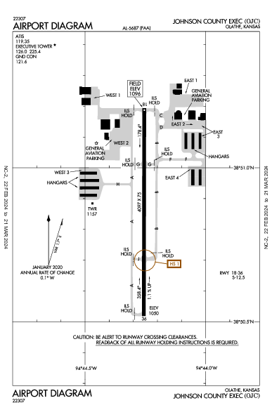 Johnson County Exec Olathe, KS (KOJC): AIRPORT DIAGRAM (APD)