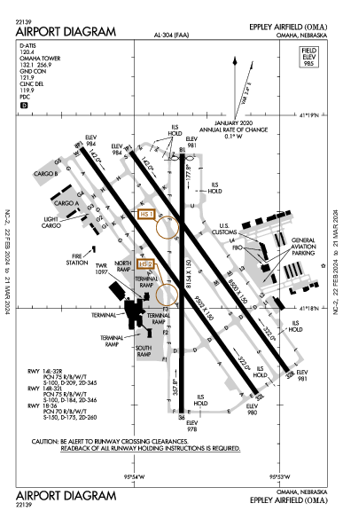 Eppley Airfield Omaha, NE (KOMA): AIRPORT DIAGRAM (APD)