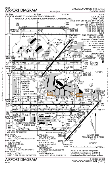 مطار أوهير الدولي Chicago, IL (KORD): AIRPORT DIAGRAM (APD)