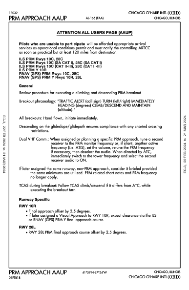 奥黑尔国际机场 Chicago, IL (KORD): PRM AAUP (IAP)