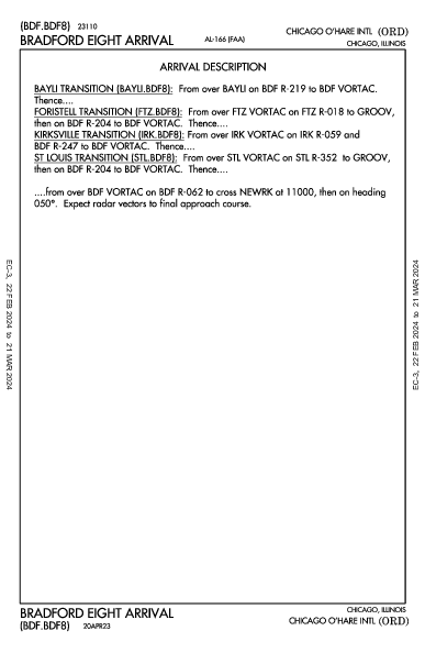 مطار أوهير الدولي Chicago, IL (KORD): BRADFORD EIGHT (STAR)