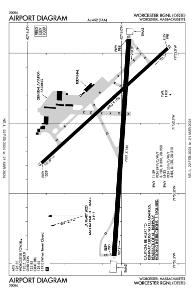 Worcester Rgnl Worcester, MA (KORH): AIRPORT DIAGRAM (APD)