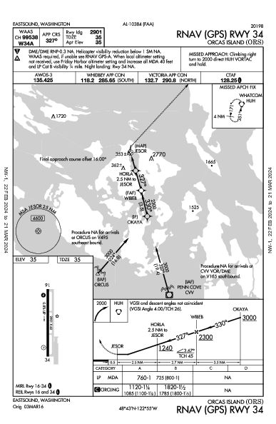 Orcas Island Eastsound, WA (KORS): RNAV (GPS) RWY 34 (IAP)