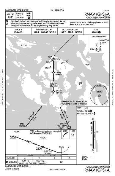 Orcas Island Eastsound, WA (KORS): RNAV (GPS)-A (IAP)