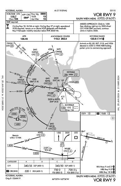 Ralph Wien Meml Kotzebue, AK (PAOT): VOR RWY 09 (IAP)