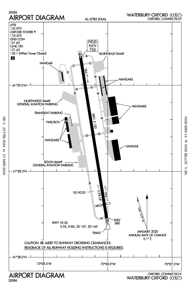 Waterbury-Oxford Oxford, CT (KOXC): AIRPORT DIAGRAM (APD)