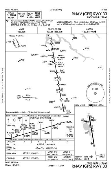 Page Muni Page, AZ (KPGA): RNAV (GPS) RWY 33 (IAP)