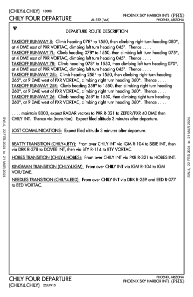 フェニックス・スカイハーバー国際空港 Phoenix, AZ (KPHX): CHILY FOUR (DP)