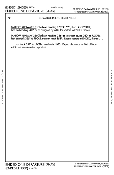 Int'l de Saint Petersburg-Clearwater St Petersburg-Clearwater, FL (KPIE): ENDED ONE (RNAV) (DP)