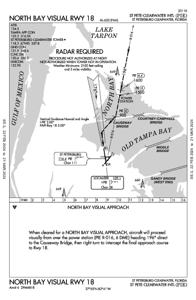 Clearwater Intl St Petersburg-Clearwater, FL (KPIE): NORTH BAY VISUAL RWY 18 (IAP)