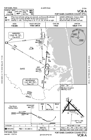 Cameron Co Port Isabel, TX (KPIL): VOR-A (IAP)