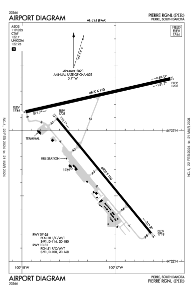 Pierre Rgnl Pierre, SD (KPIR): AIRPORT DIAGRAM (APD)