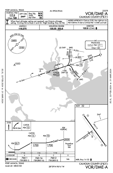 Calhoun County Port Lavaca, TX (KPKV): VOR/DME-A (IAP)